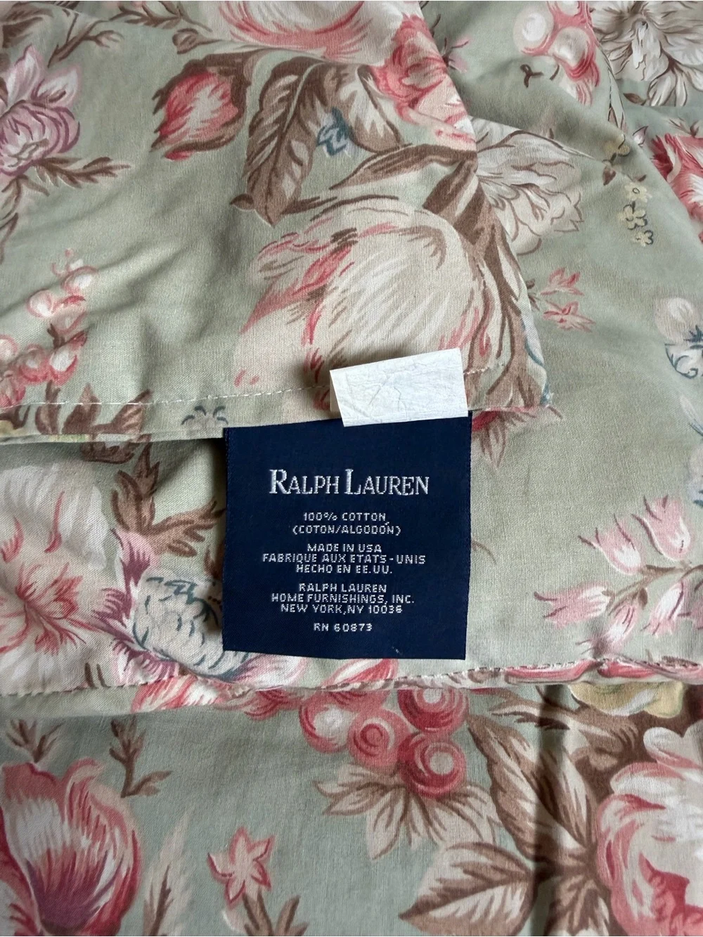 Ralph Lauren Vintage Charlotte IV Floral Twin Comforter Sage Pink Roses Cottage